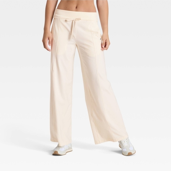 JoyLab Pants - JoyLab Wide Leg Drawstring Pants in Light Cream